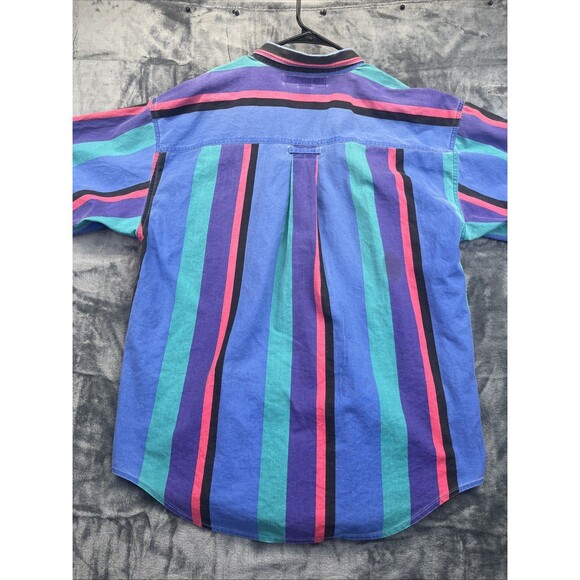 Introspect Shirt Mens L Button Up Multicolor Wide Stripe Academia Preppy - Picture 2 of 12